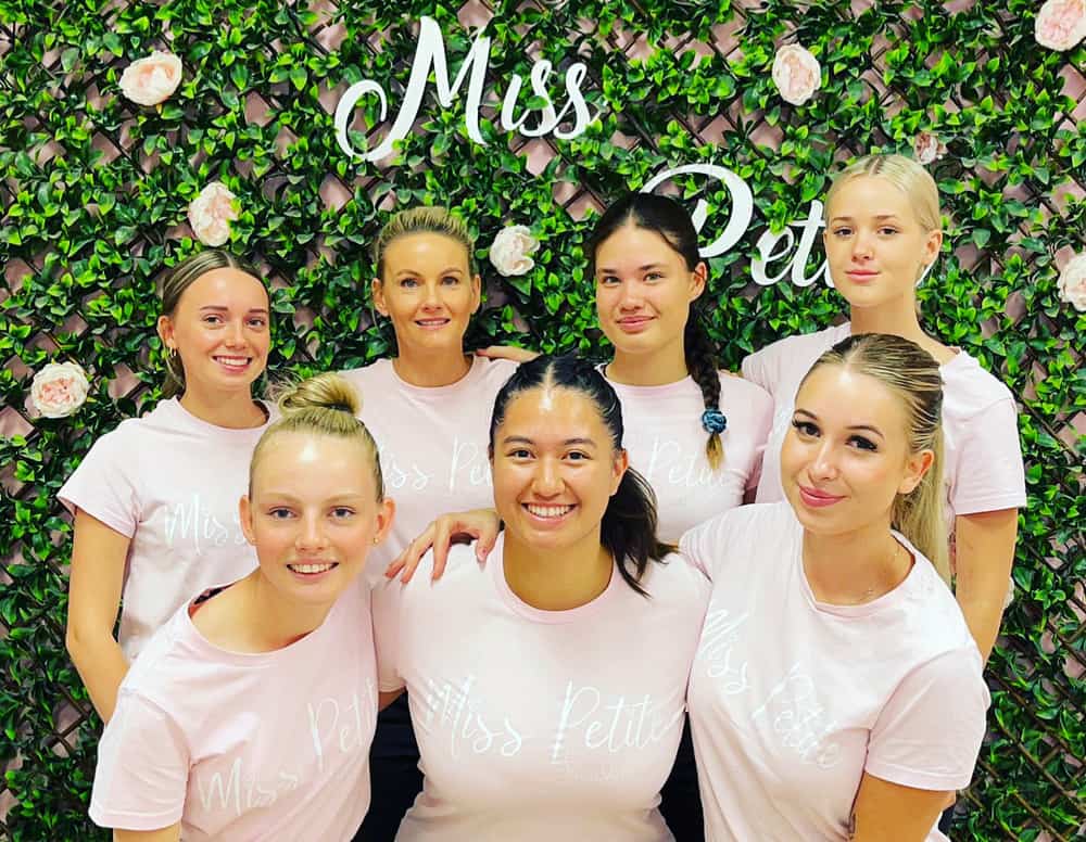 Eight female team members from Miss Petite, who provide unforgettable childrens's pamper parties.