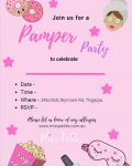 Miss Petite Pamper Party Invitation for the Tingalpa Studio